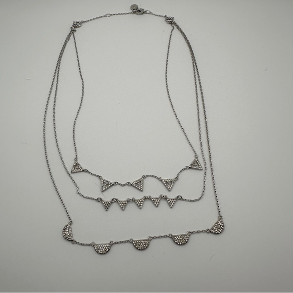 Stella & Dot Pave Chevron Silver tone Necklace with 3 Interchangeable Layers - Picture 10 of 16
